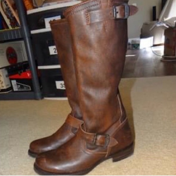 SALE FRYE Veronica Slouch Brown Leather Engineer Boots- LK NEW - Picture 14 of 14